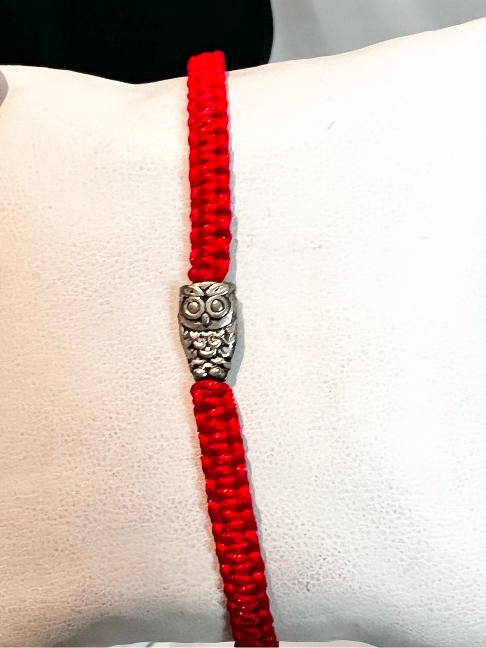 NEW Silver Owl Charm Red Cord Adjustable Bracelet